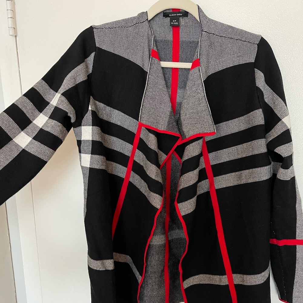Plaid Flowy Open Sweater